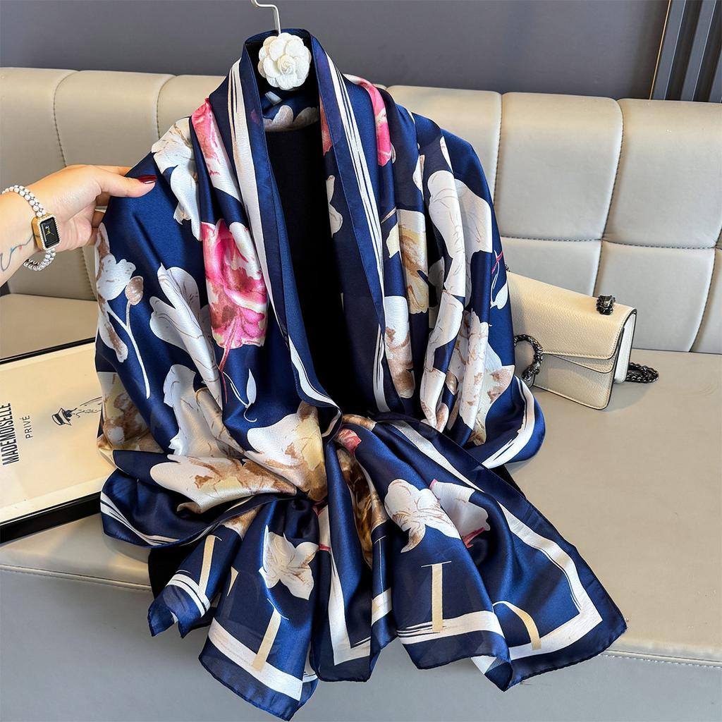 Women 180*90cm Fashion Beautiful Soft Silk Scarves Female Lady Shawl Hijab Wrap Foulard Bandanna Muffler Beach Pareo