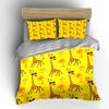 Cartoon Giraffe and Palm Print Bedding Duvet Cover Set  (1*Duvet Cover 2*Pillowcases, Without Duvet Insert)