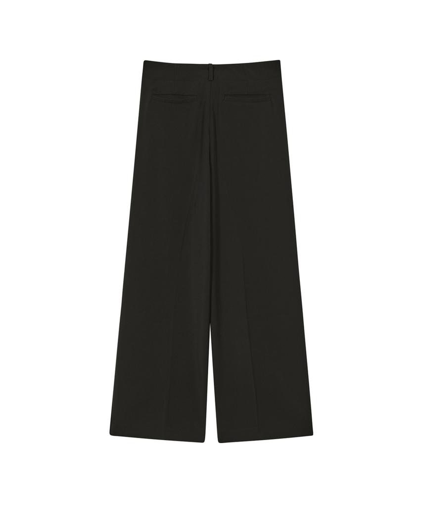 VIVABROWN 85-Viva013 [Neutral] Fluid Double-Pleat Wide Pants Black