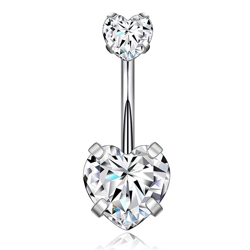 9PCS Belly Button Ring Dangle Stainless Steel Belly Rings Delicate Piercing Sexy Navel Nail for Women Shiny Zircon Body Jewelry Hoop&Navel & Bell Button Rings&body