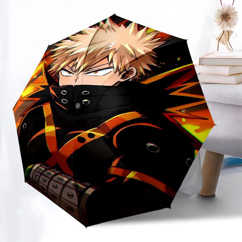 1pc Bakugo Katsuki Outdoor Umbrella - Automatic Opening/Closing, Portable 3-Fold Design with 8-Rib Iron Frame - Perfect Gift for Fans, Travelers, Dail