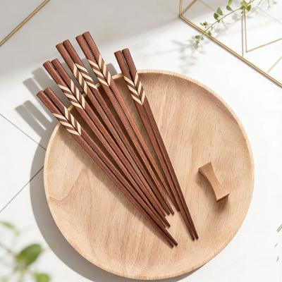 10 Pairs Exquisite Wooden Japanese Sushi Chopsticks Nonslip Vintage Cuisine Chopstick Reusable Dining Chopsticks Gift