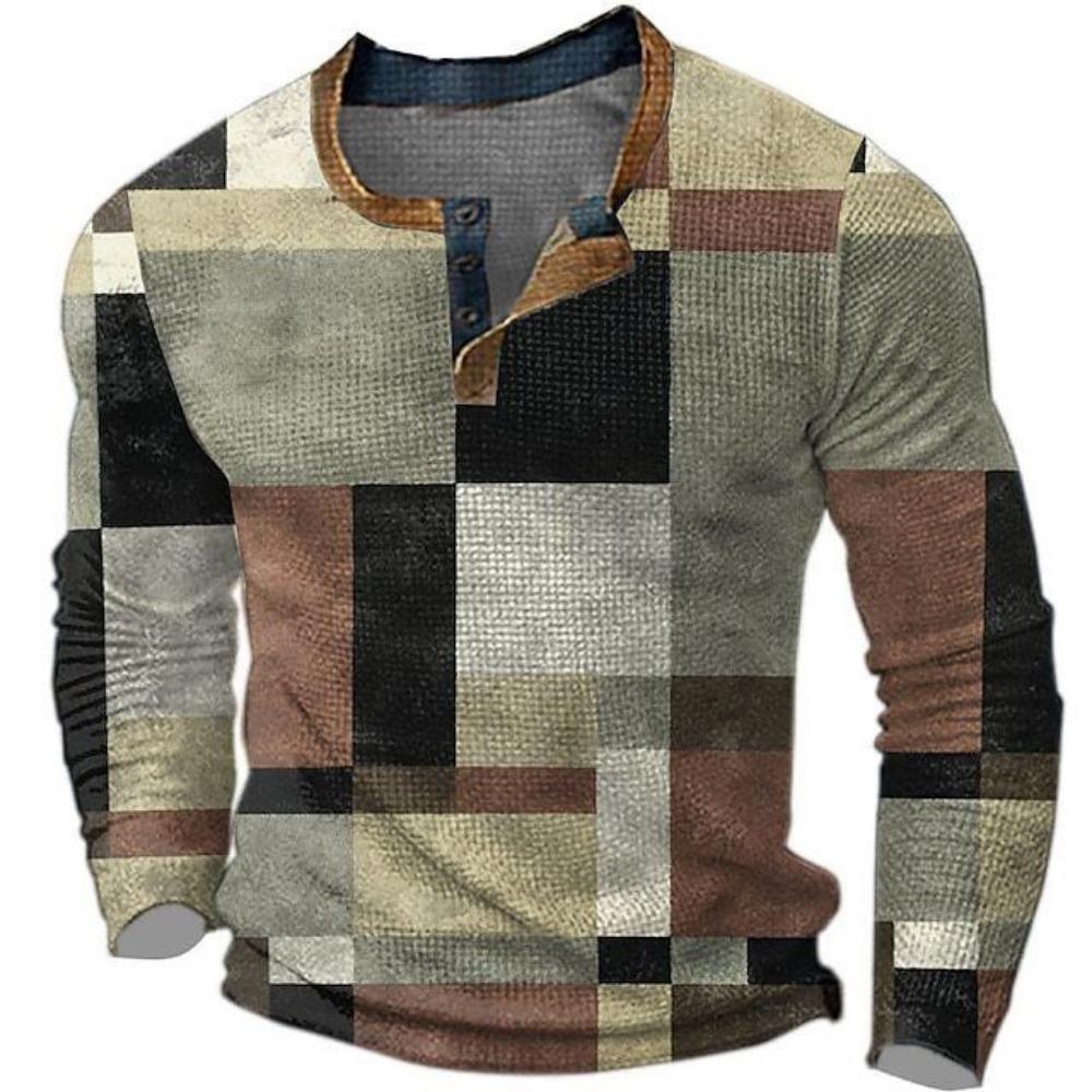 Maglietta vintage a maniche lunghe da uomo con stampa DTG 3D