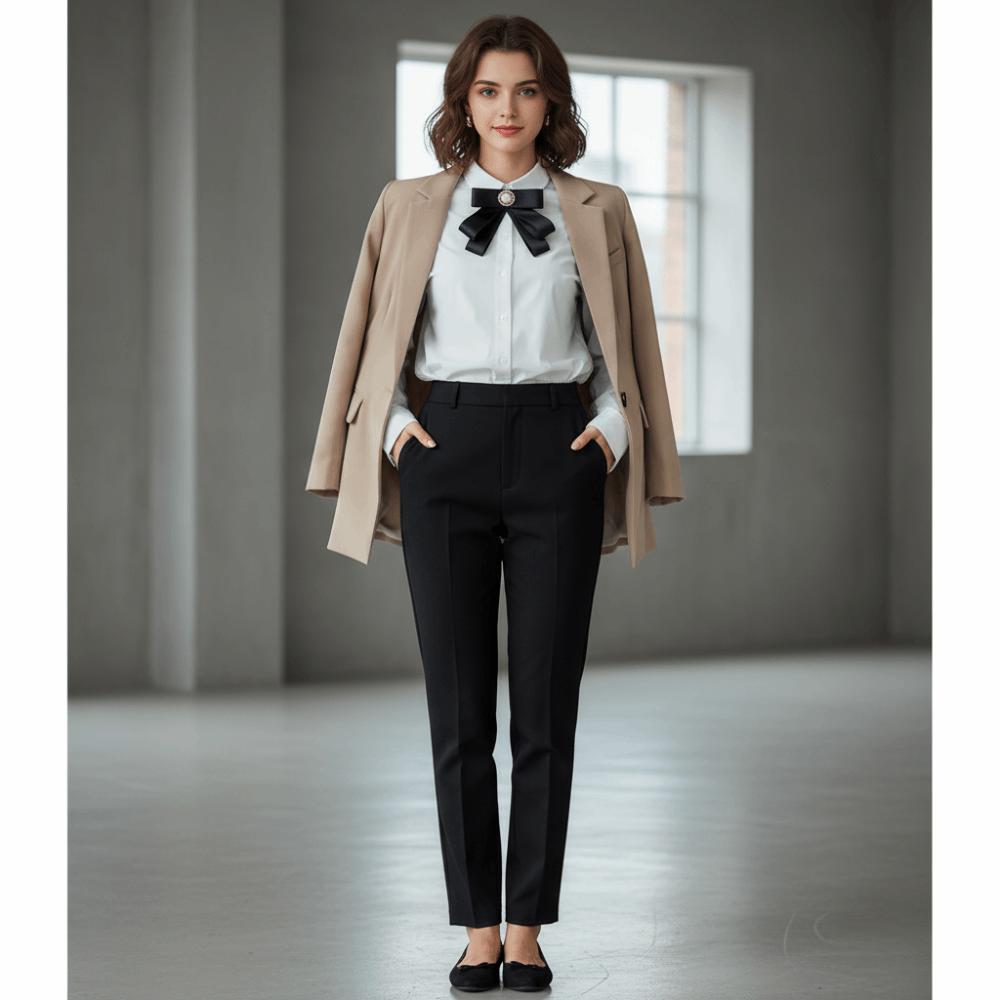 Pearl Black Bow Necktie Solid Color Ribbon Badge Brooch Sweet Funerals Memorial Pin  Shirts