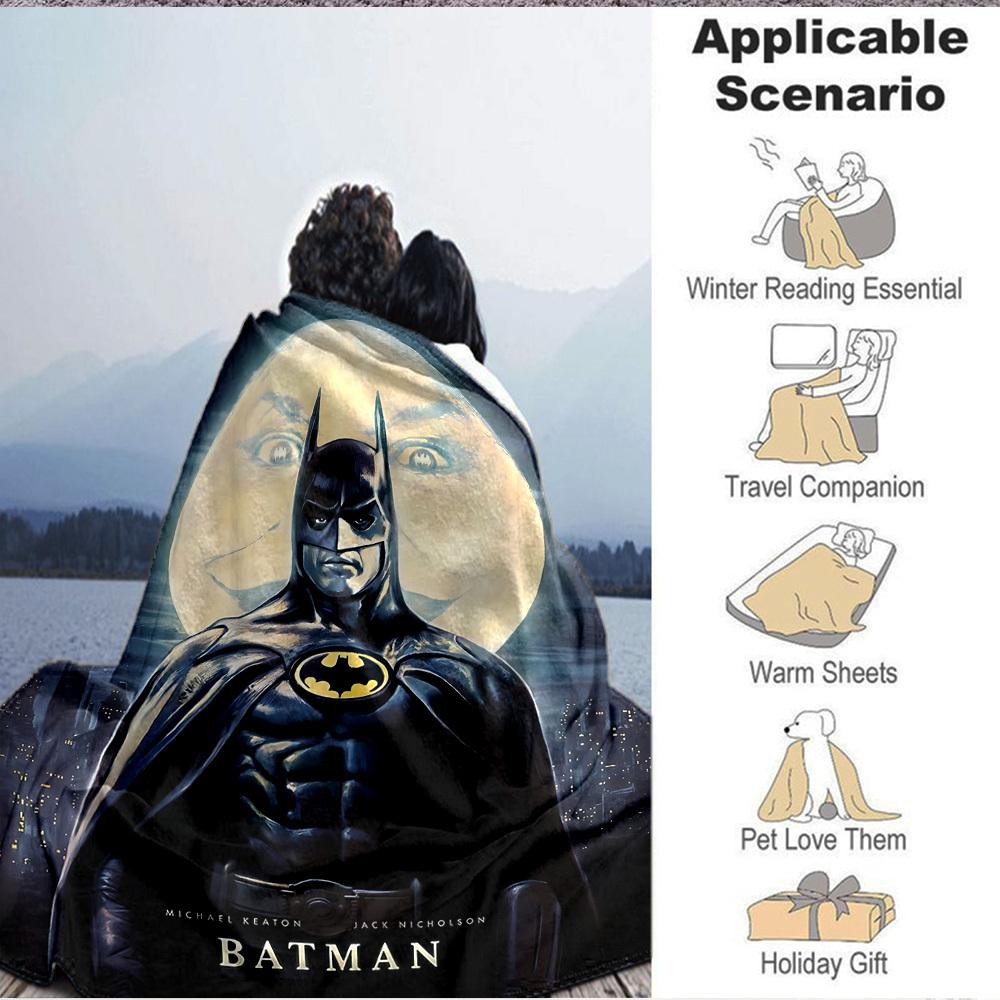 1pc Batman Flannel Throw Blanket - HD Printed Lightweight Soft Warm All-Season Blanket for Sofa, Bed, Travel, Camping 064