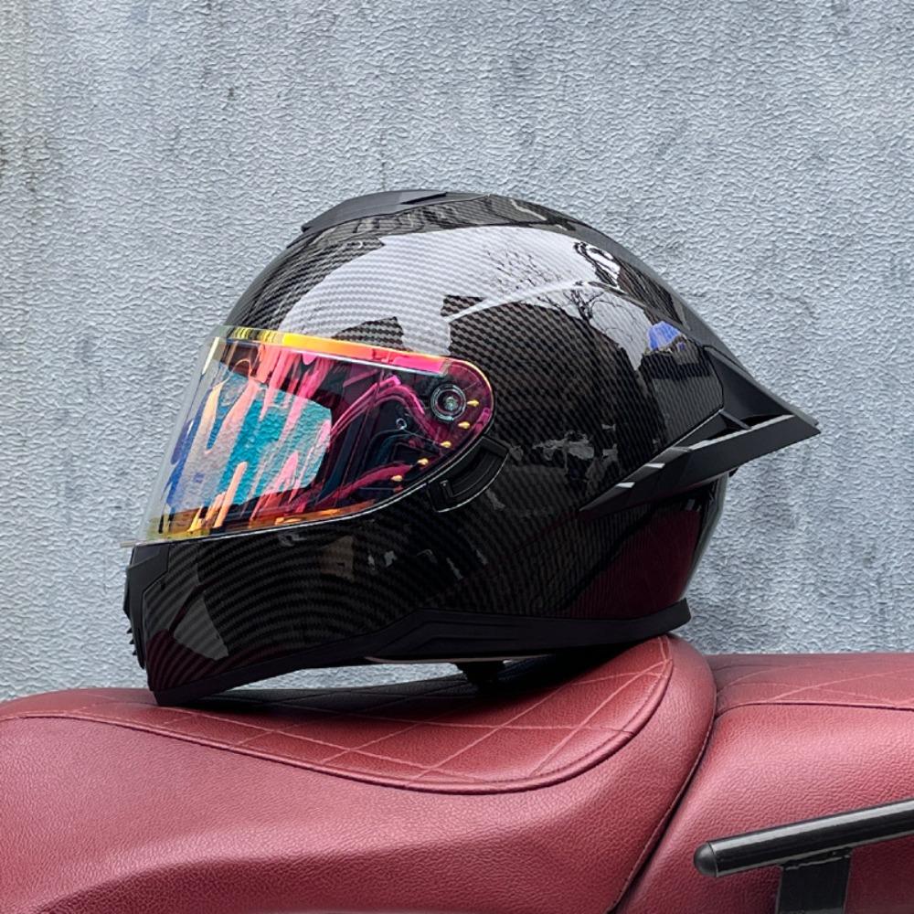 DOT Full Helmet Double Mirror Helmet Men's Four-season Universal Hard Hat Female Knight Locomotive Double Lens