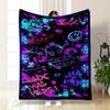 Graffiti-style Neon Art with Chaotic Drawings and Vibrant Colors. for All Seasons Blanket Lunch Break Throw Gift