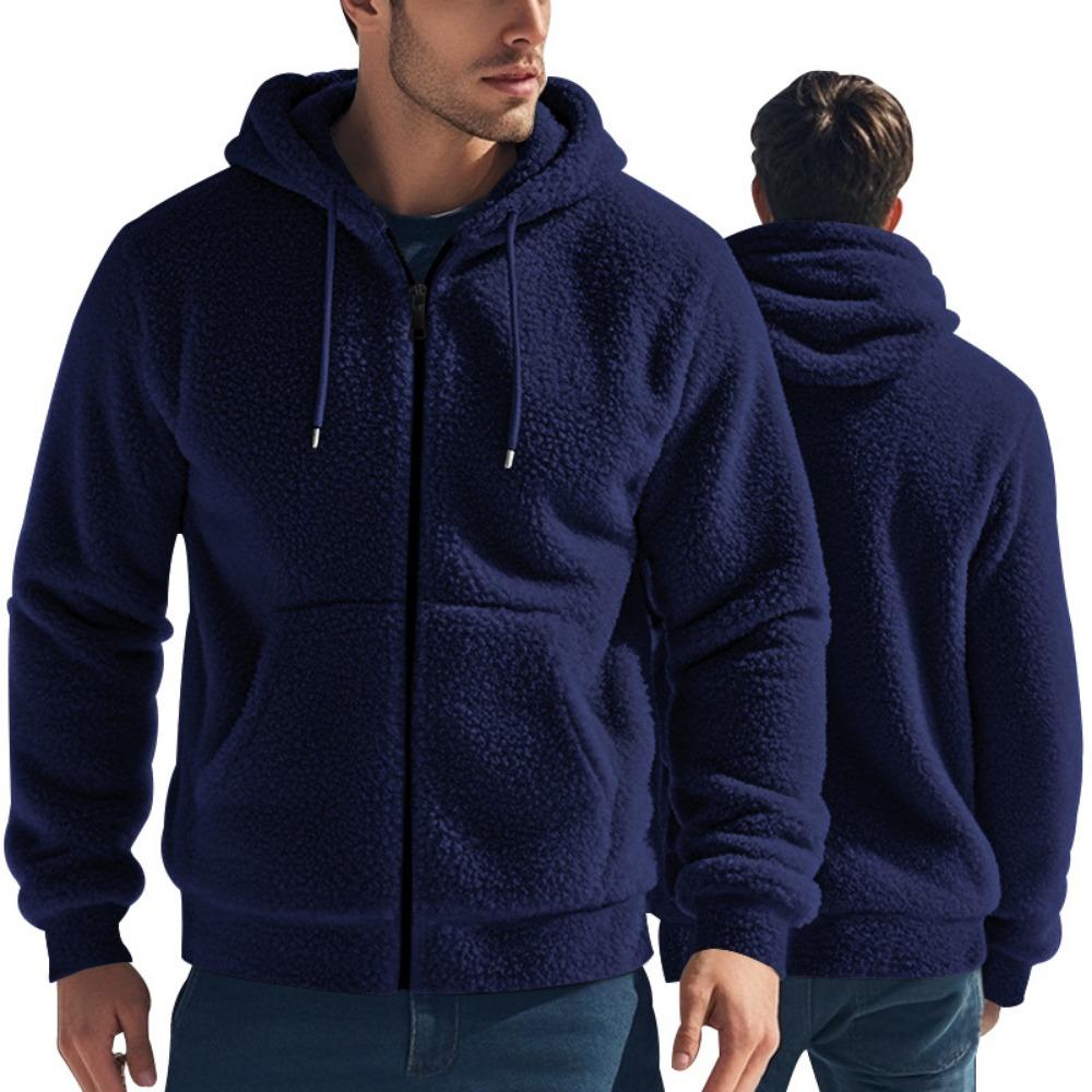 2025 Amerikanischer Stil Herbst/Winter Jacke Herren Dick Warm Doppelseitige Fleecejacke Lockerer Reißverschluss Cardigan Lässige Kapuzenjacke