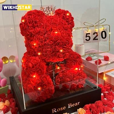 Nuovo Fiore Artificiale Rosa Eterna Orsacchiotto per Mamma Festa della Mamma Compleanno San Valentino Anniversario Regali & Decorazioni