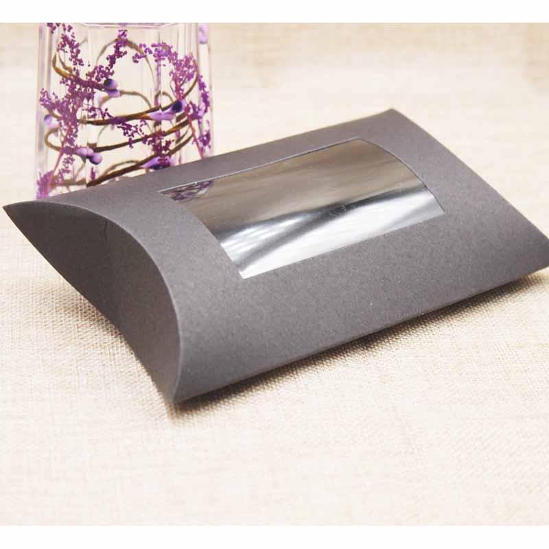 DIY Blank Paper Gift Box .Mutli Size Pillow Gift Box with Clear Pvc Window,kraft/white/black Paper Window Box for Gift 10pcs