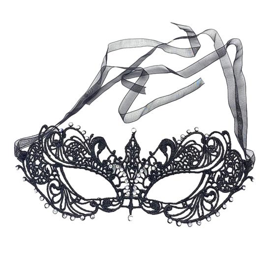 

Хэллоуинская маска для глаз, изысканная кружевная маска на половину лица с украшением из страз для вечерние, косплей, сценический аксессуар чёрный