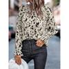 Blusa feminina manga longa com botões, casual, solta, lisa, top, camisa larga