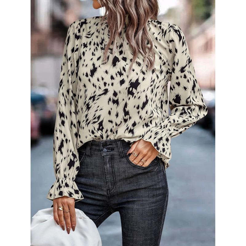 Blusa feminina manga longa com botões, casual, solta, lisa, top, camisa larga