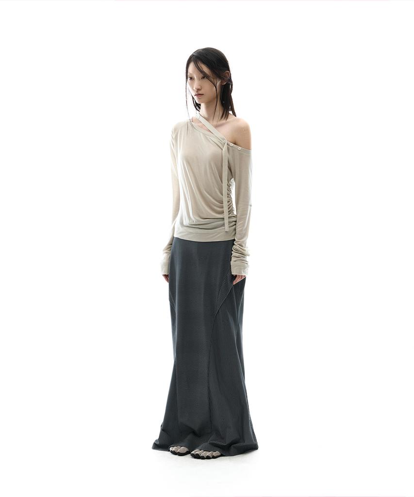 OJOS Asym Shoulder Scarf Long Sleeve / Oatmeal