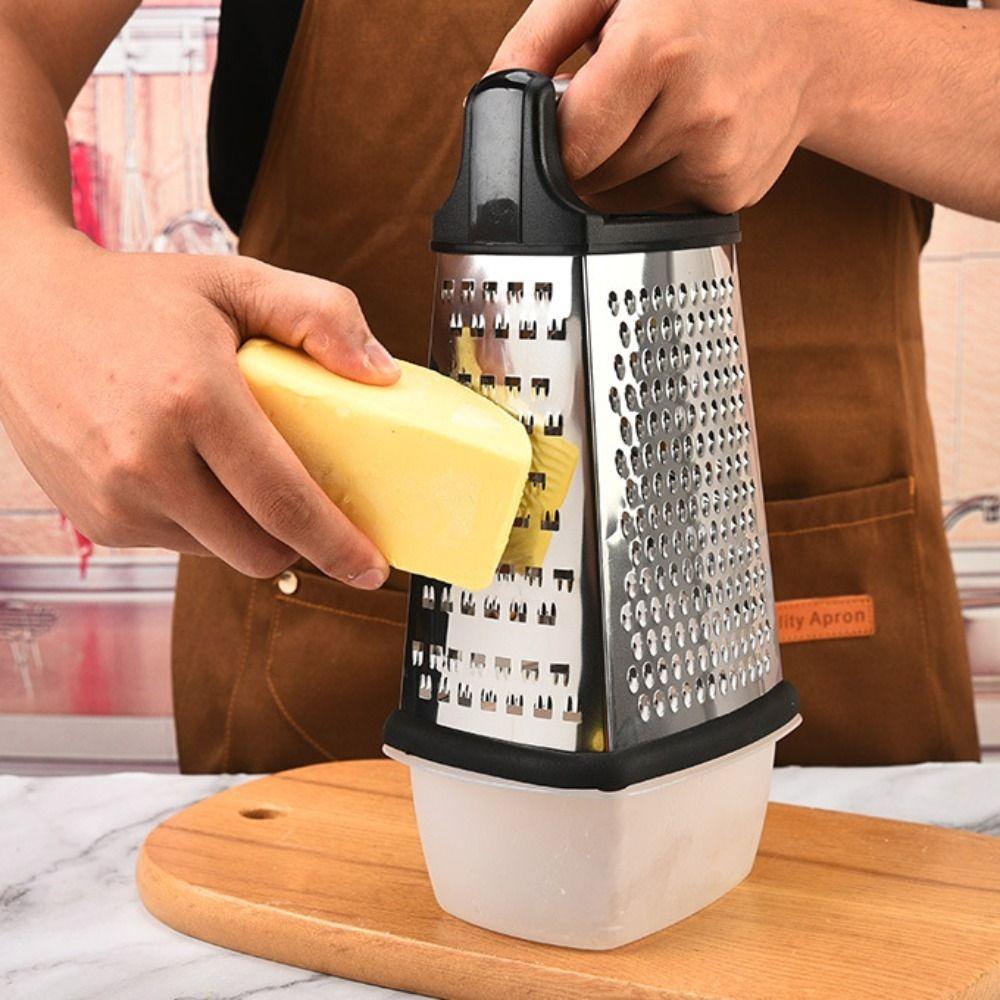 Stainless Steel Multi-functional Four-side Grater with Storage Box Non-slip Base Vegetable Slicer Upright Vertical Planer Carrot