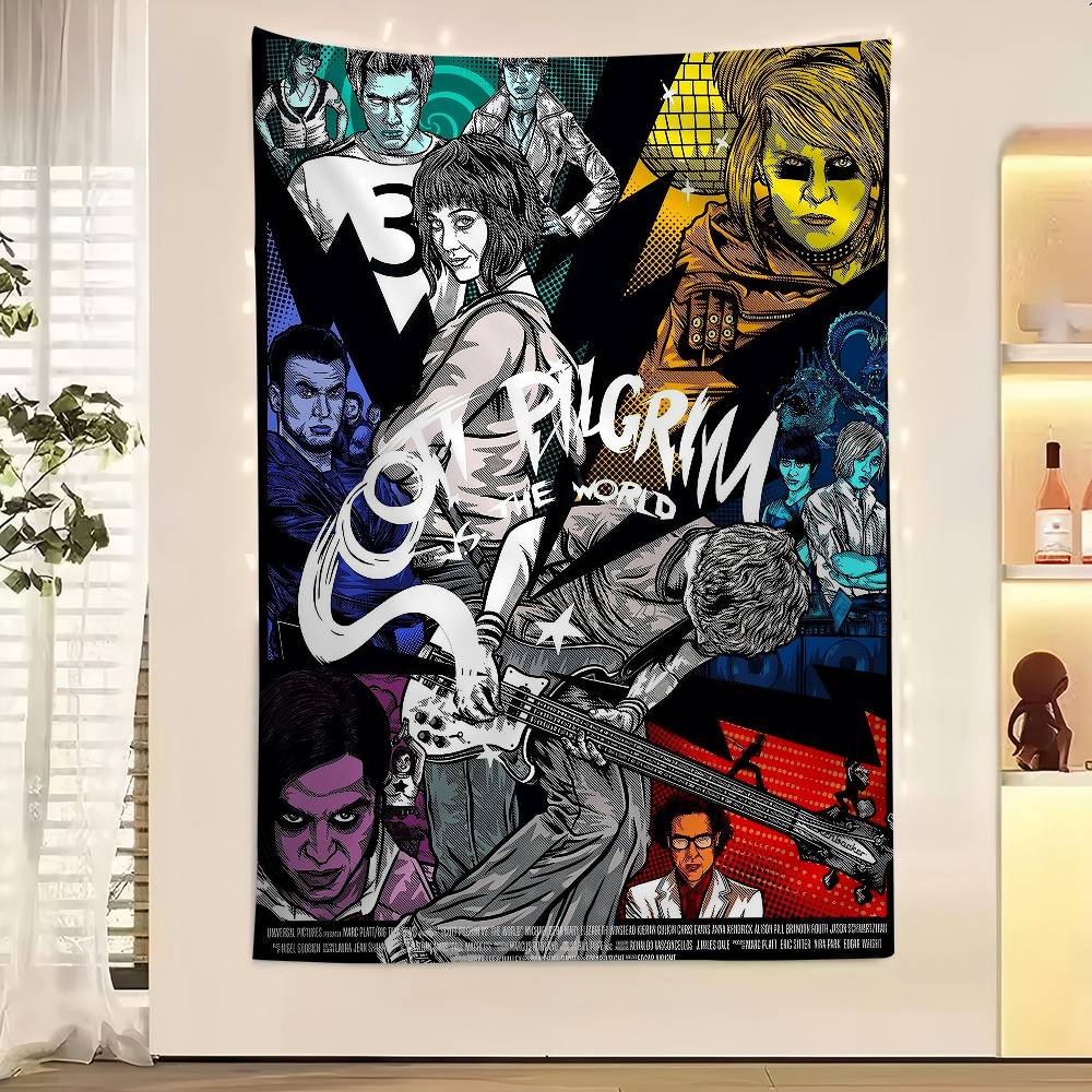 Vintage Film Scott Pilgrim VS The World Buntes Wandbehang Wandbehang Tarot Hippie Wandteppiche Schlafsaal Wandkunst Dekor