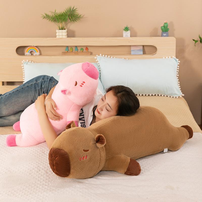 Color Party Model Capybara Throw Pillow Plush Toy Long Kapibara Doll Girl Pinch Legs Sleeping Doll