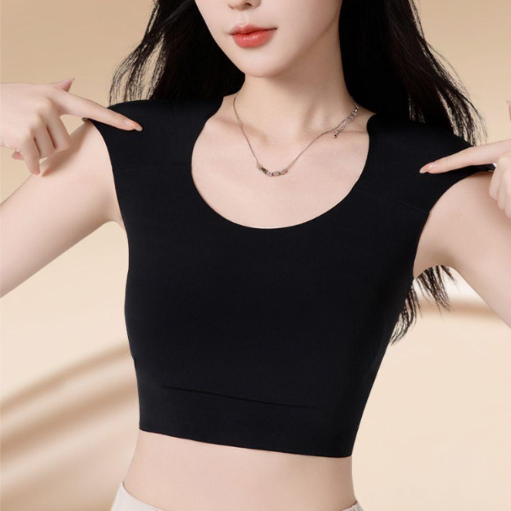 Elastic Seamless Right-angle Shoulder Bra Invisible Bustier Wireless Bra Chest Binder Lingerie Shoulder Pad Vest Body Shaping