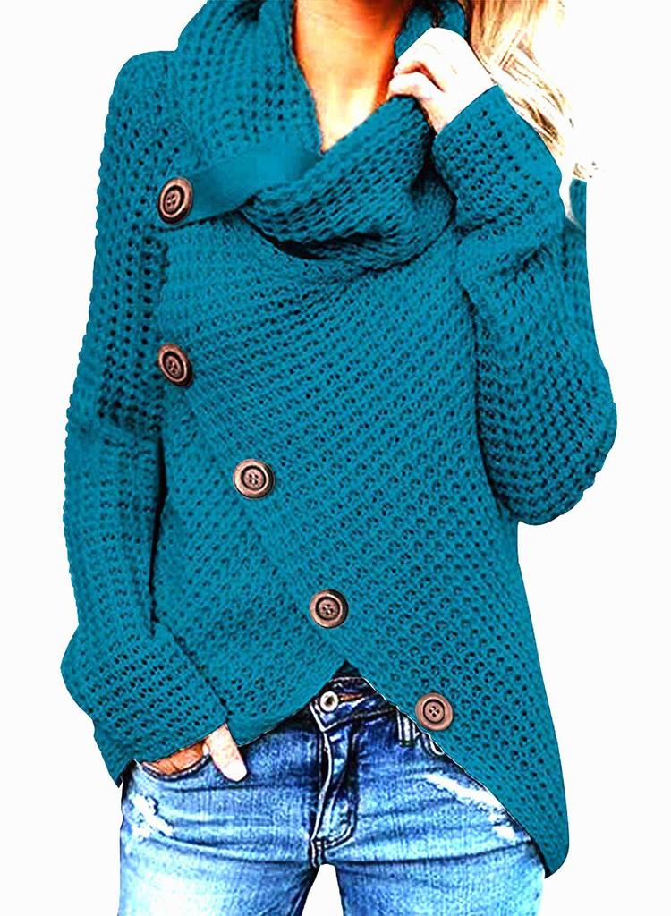Women's High Neck Solid Color Knit Pullover Sweater 2026