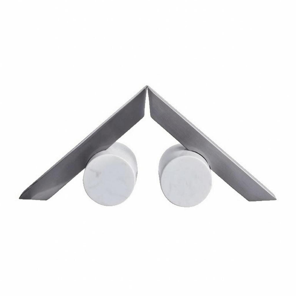 Abstract Geometric Sculptural Ornament Versatile Stone and Metal Tabletop Decor