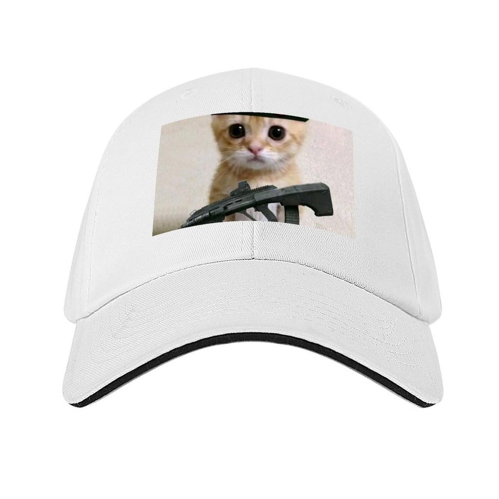 Cat With Uzi Gun Baseball Cap Bobble Hat Sun Cap Custom Cap Gentleman Hat Men Luxury Brand Womens