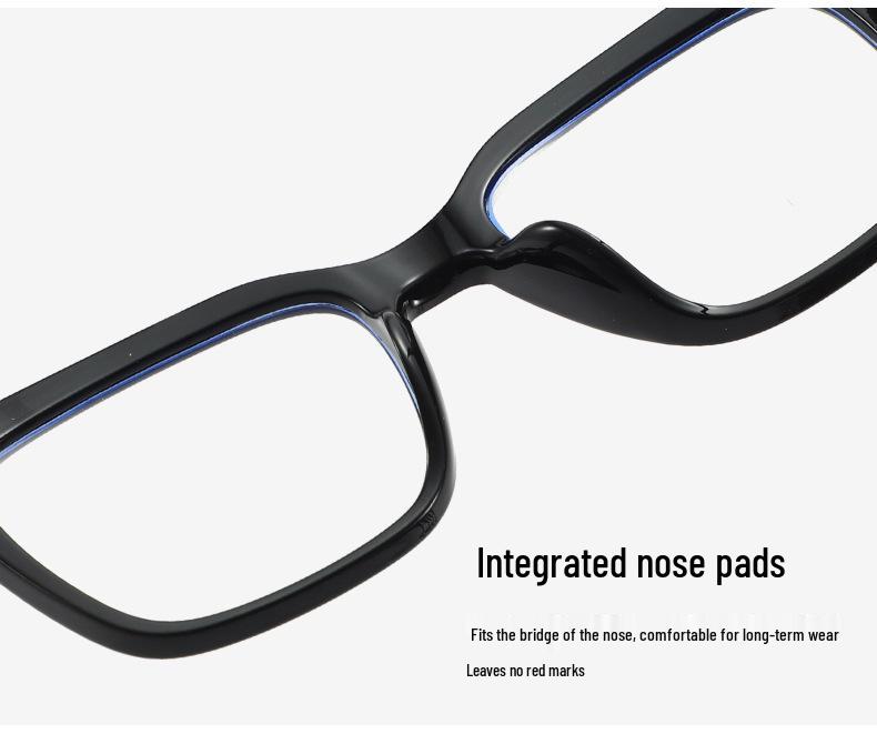 Men's Classic Thick TR Square Glasses Frame with Anti-Blue Light and Prescription Lenses Compatibility