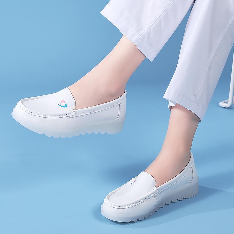 Nurse Shoes Women's Shoes with Elevated Soft Sole White Medical Shoes Air Cushion Non-slip Comfortable Thick Sole