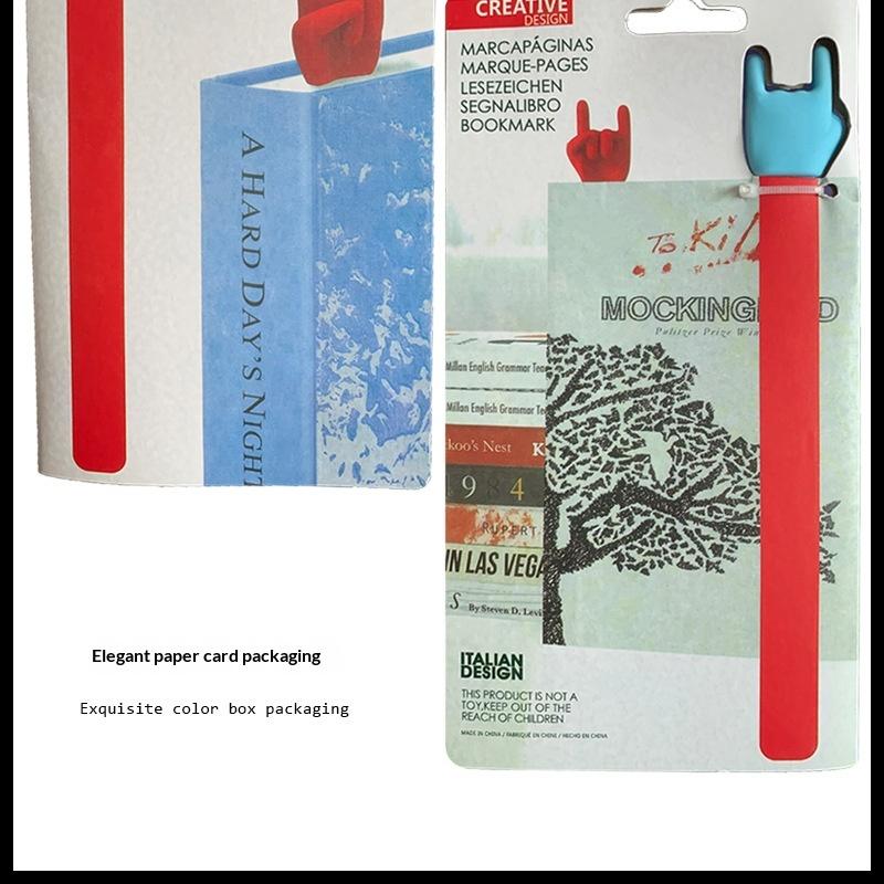 

3D Hand Gesture Book Mark Creative Unique Novelty Page Clip For Office School Supplies Students Book Lovers Reading Page Marker синій