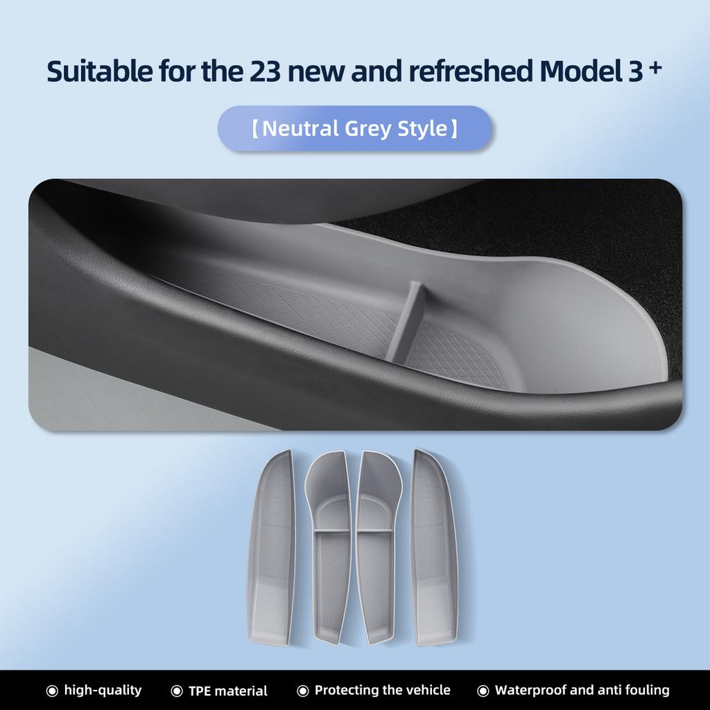 For Tesla Model 3 Highland 2025-2025 Car Door Storage Box TPE Gate Slot Anti Dirty Storage Organizer Tidying Car Accessories