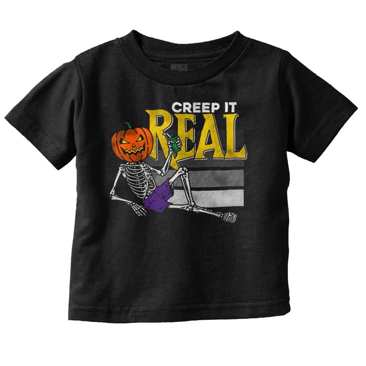 Halloween Skeleton Pumpkin Creep It Real Toddler Boy Girl Youth T Shirt Tee XXXXL