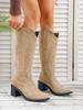 Fashion New large-sized autumn pointed-toe French chunk-heeled solid color women's riding boots with versatile long boots