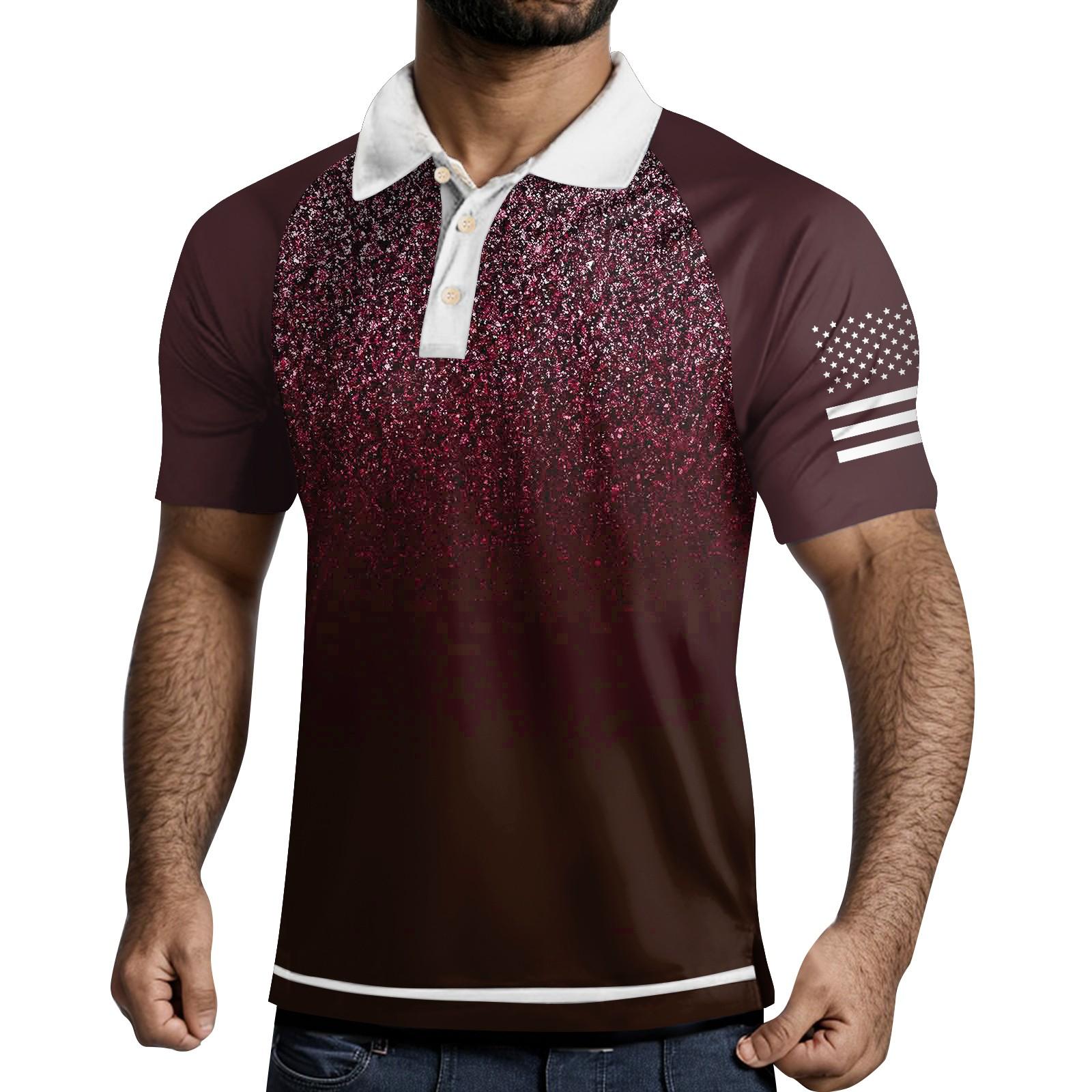 

Мужская рубашка с коротким рукавом и тремя пуговицами и лацканами XL красный