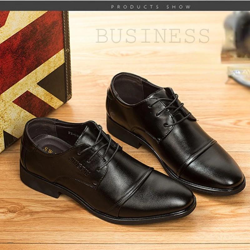 New Business Shoes for Men Fsahion Breathable Dress Shoes Male PU Leather Shoes Men Office Wedding Flats Footwear