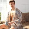 Men's Plus Size Silk Pajama and Bathrobe Set - Summer Shorts Sleepwear