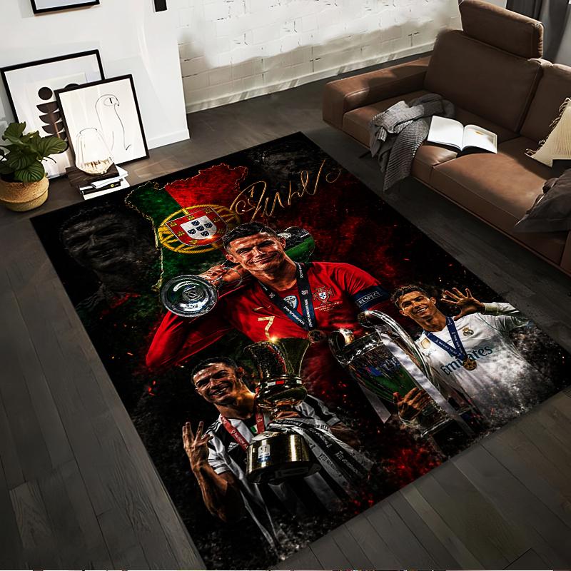 Victorious Soccer Champion Theme Carpet with Trophy Designs Suitable for Use As an Anti-slip for Living Room Bedroom Sofas