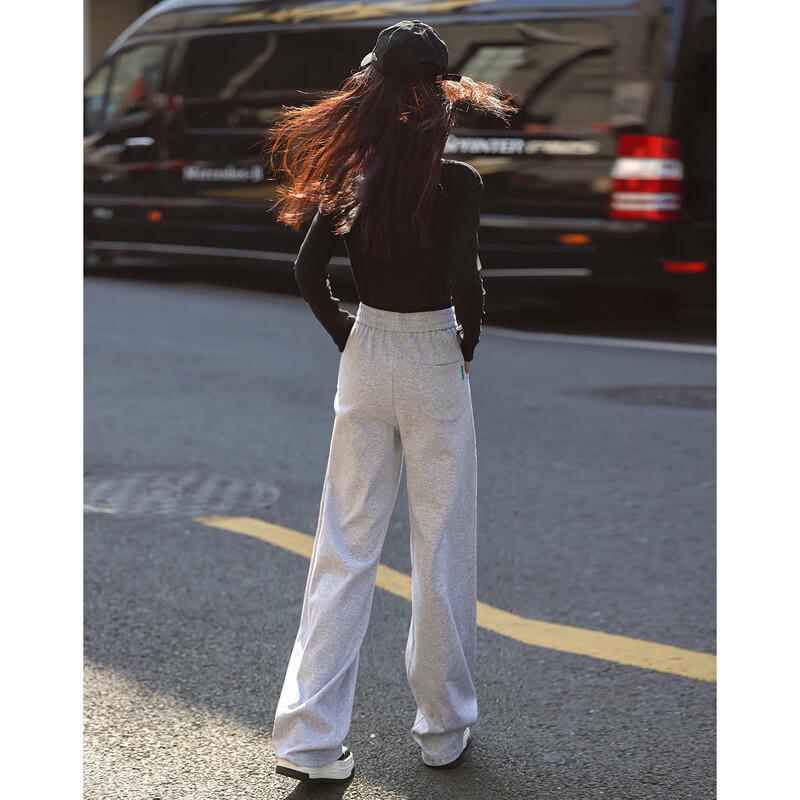 DEMANA Women's Korean Style Relaxed Fit Straight-Leg Pants