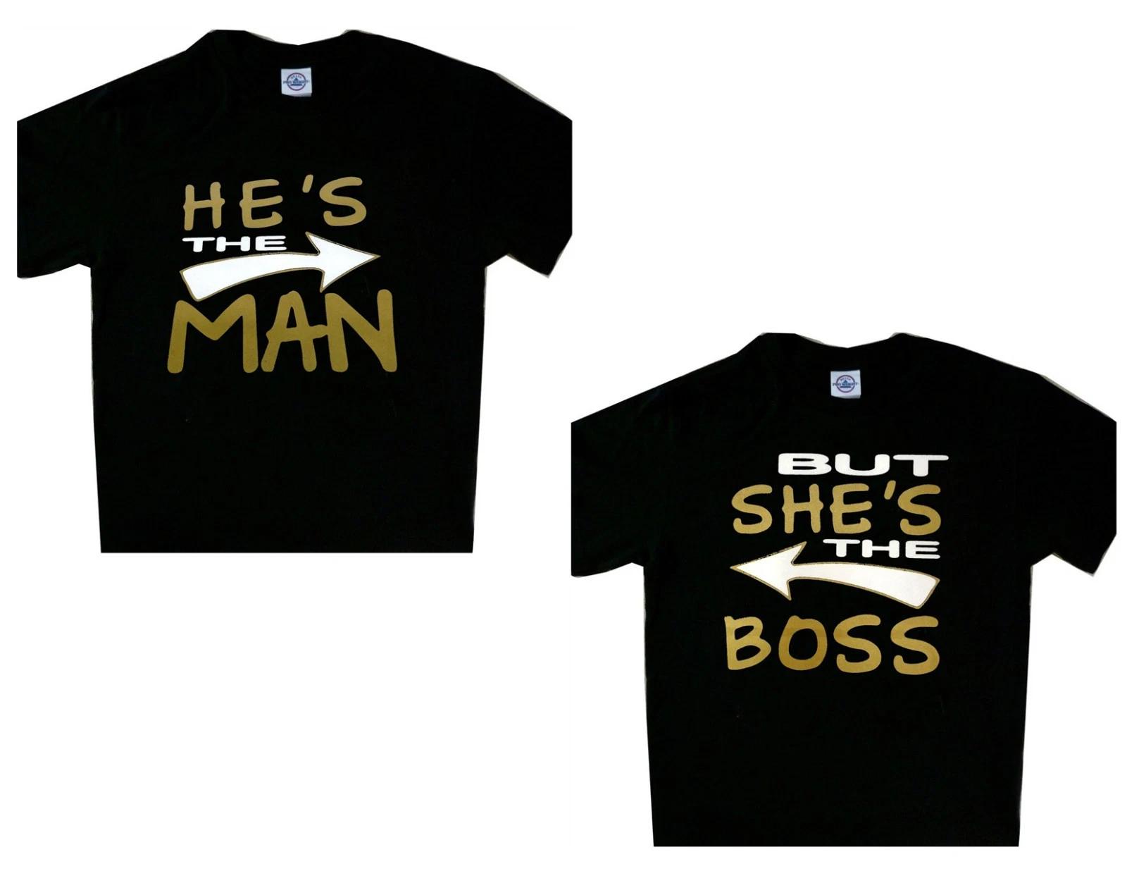He s the Man but She s the Boss Set t shirt Cool Couple Tee love matching tees L
