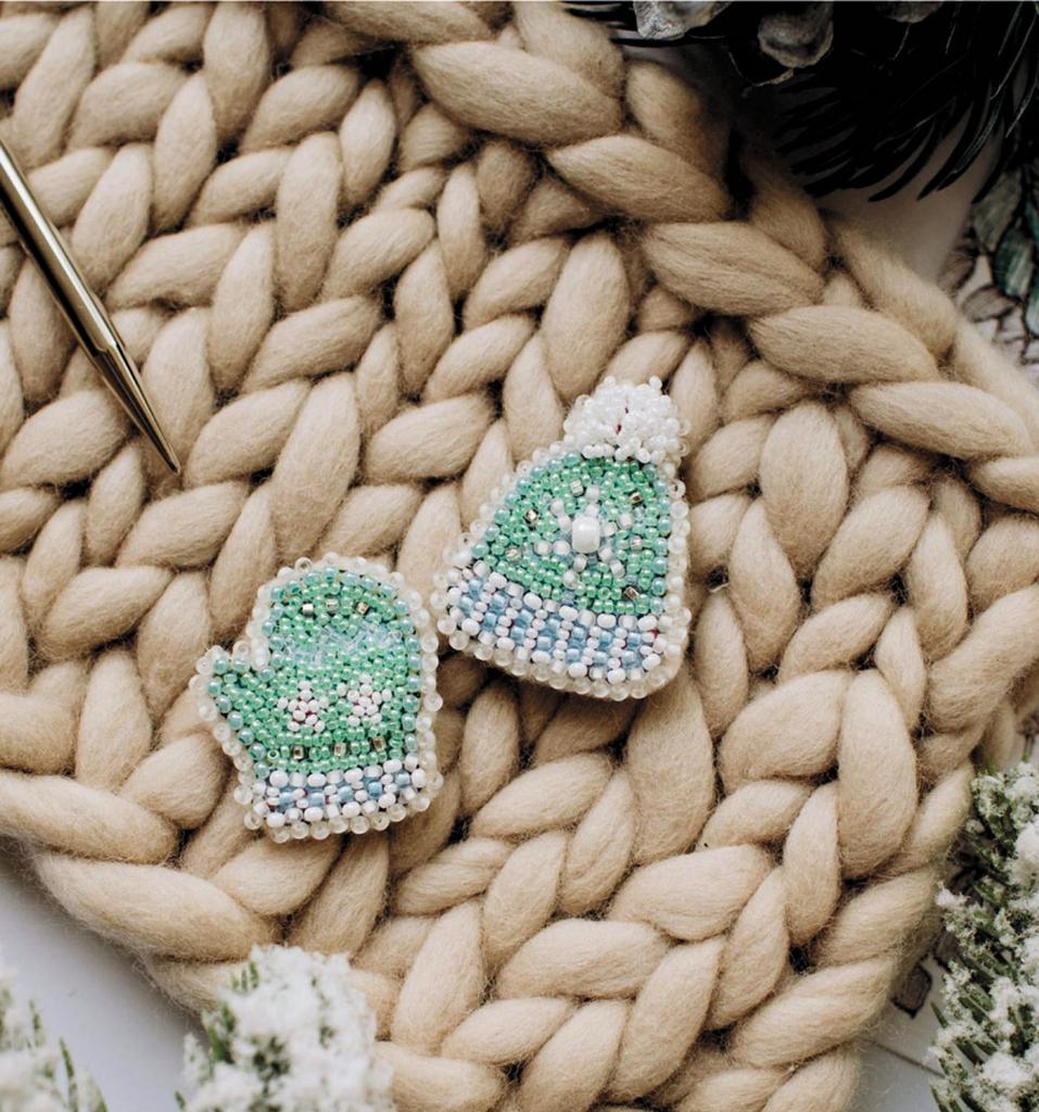 Set zum Sticken mit Perlendekorationen auf natürlicher künstlerischer Leinwand Abris Art Wintergeschichte