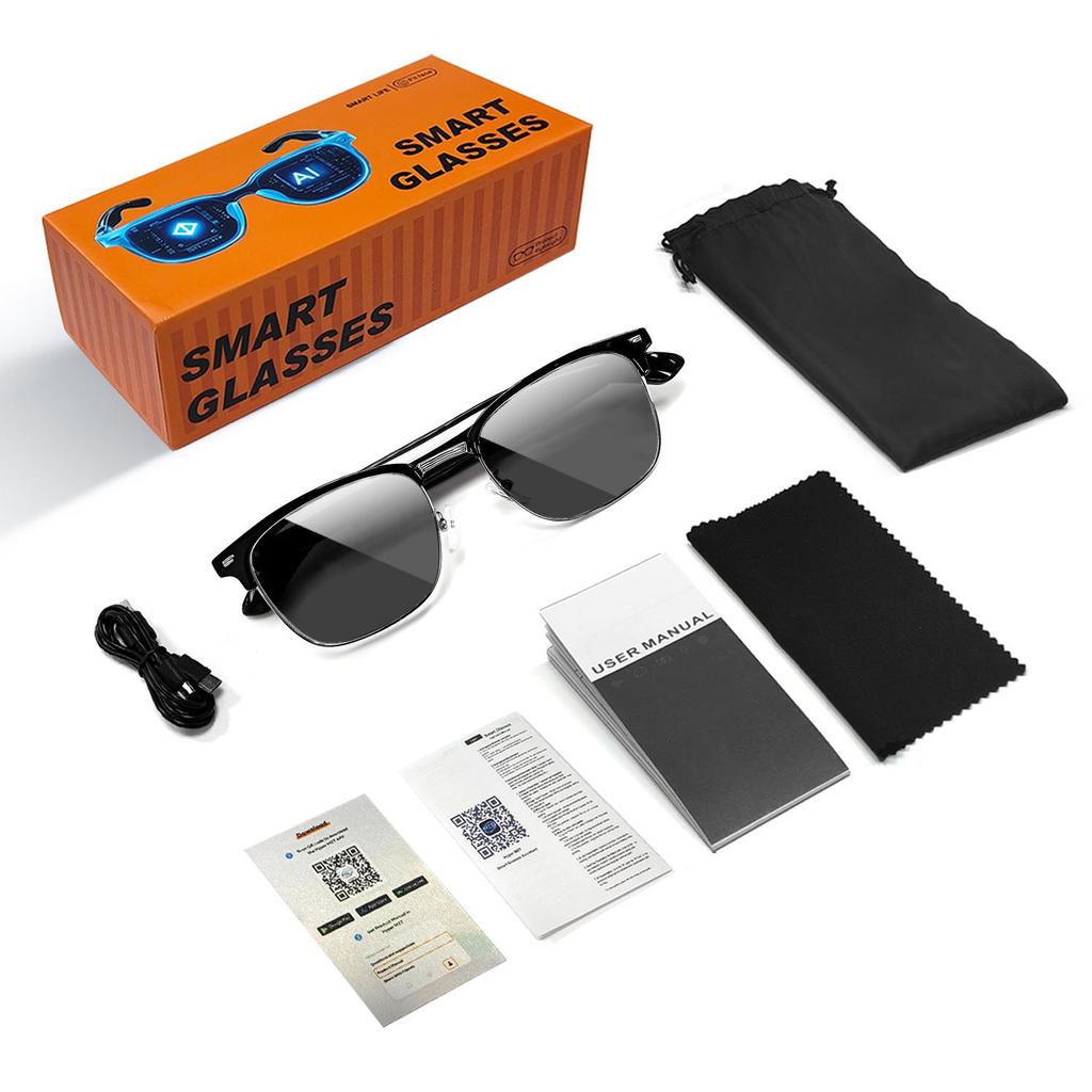 Smart Bluetooth Glasses with AI Translation: Supports 100+ Languages, Music Streaming, and Hands-Free Calls