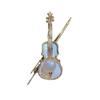 Gold-Plated Mother-of-Pearl Violin Brooch with Zircon and Pearl Accents
