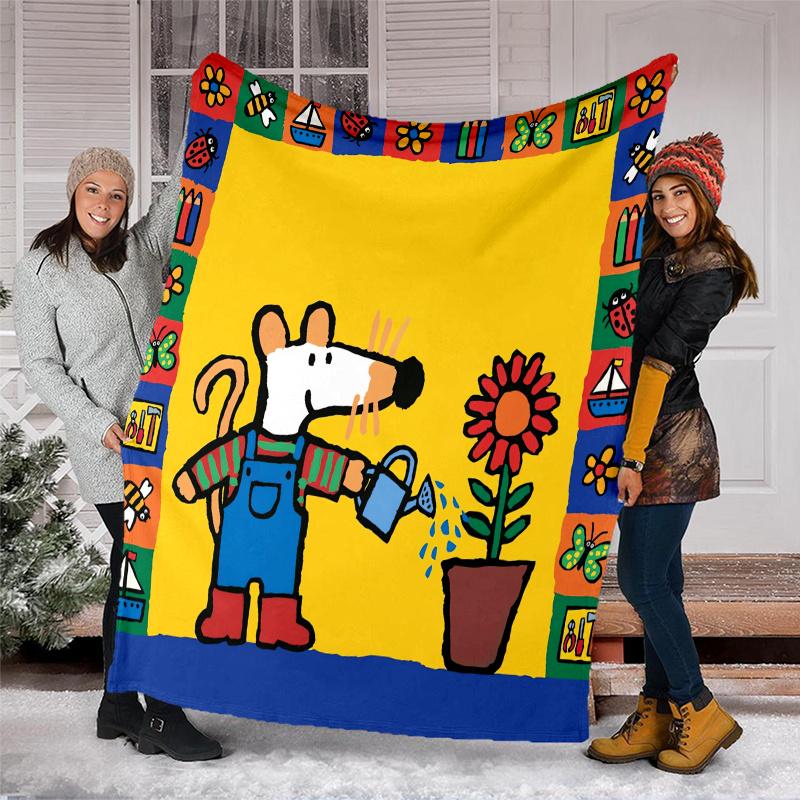 Maisy Mouse Theme Printed Blanket,Perfect for Couch, Bed, Travel & Outdoor Use | Machine Washable, Cozy & Durable.