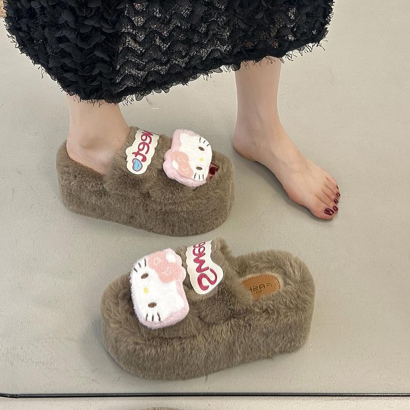 

Мультяшные милые тапочки KT cat, женские осенне-зимние, 2025 осень, новинка, толстая подошва, домашние, комнатные, хлопковые мопы 40 хаки