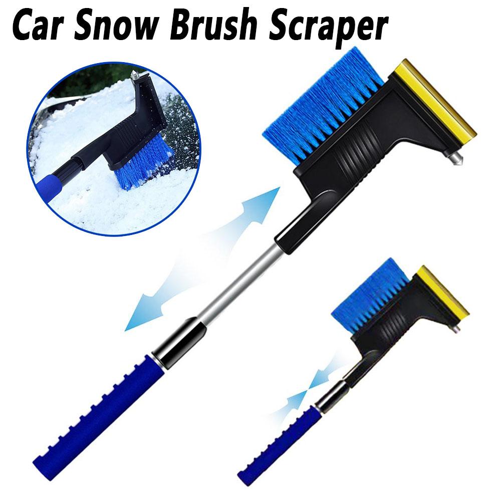 

Автомобильная щетка для снега и скребок для льда Выдвижной автомобильный скребок Инструмент для удаления снега Скребок для снега с безопасным молотком Скребок для лобового стекла No Safety Hammer синий