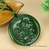 Natural Green Hetian Jade Peony and Butterfly Pendant