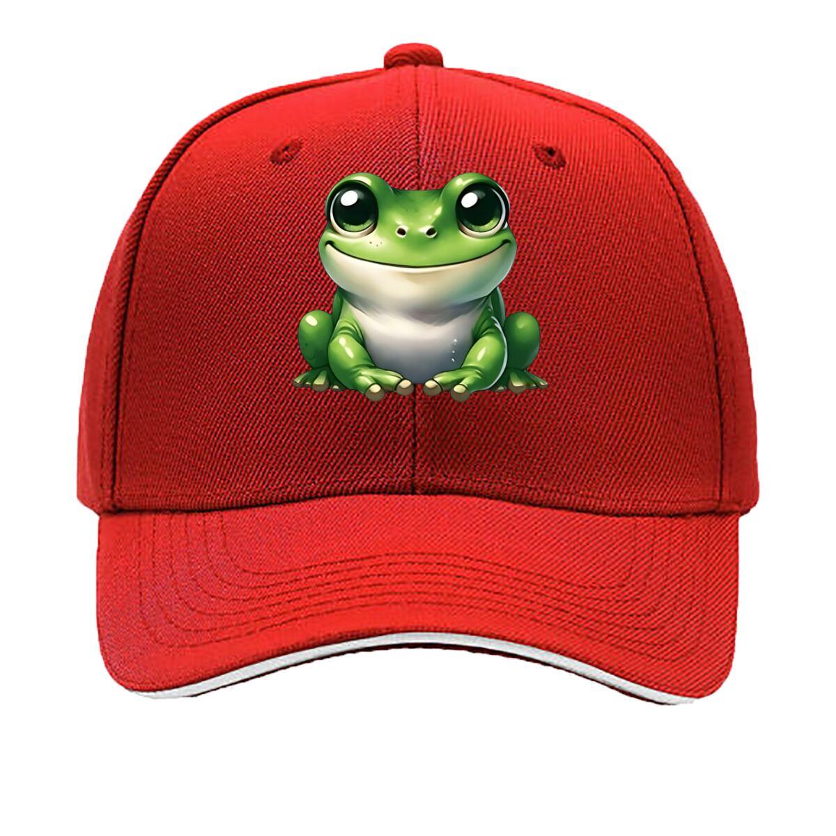 Adjustable Frog Print Baseball Cap Dad Hat with Fun Cartoon Design Lightweight Breathable for H Sandwich Baseball Cap One Size