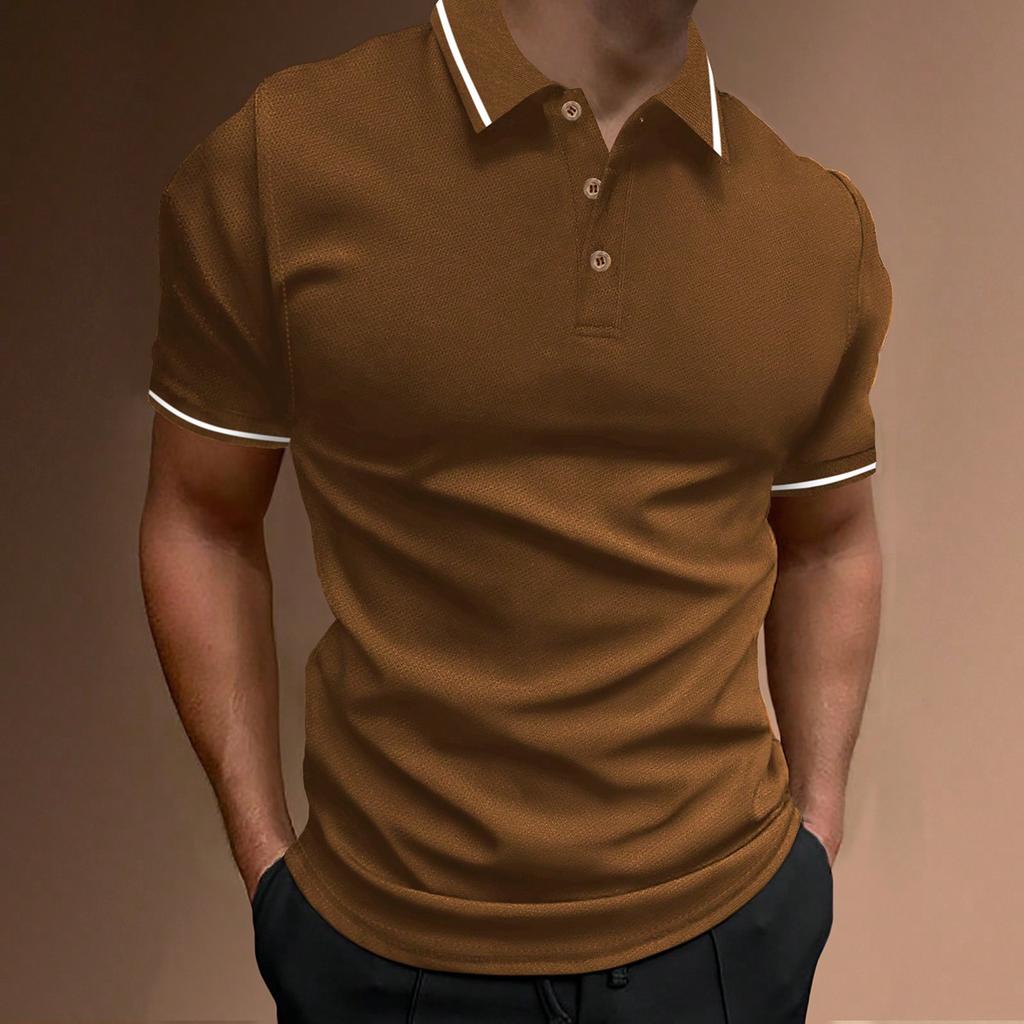 2024 New Cross-border Ribbed Collar Men's Casual Sports Lapel Fashion Short-Sleeved POLO Shirt T-Shirt