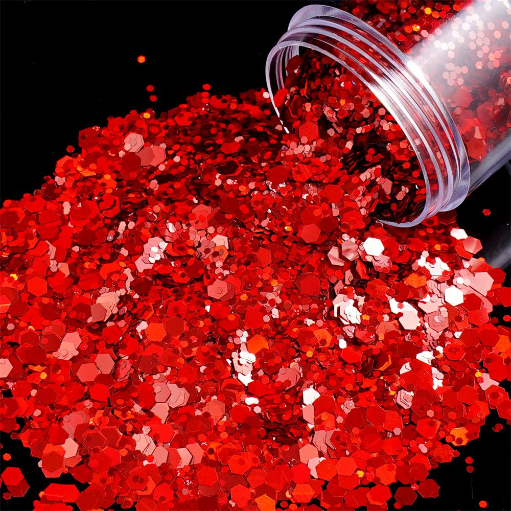 24g/Box Holographic Nail Art Glitter Hexagon Sequins Decorations Flakes Colorful Chunky Color Laser Sequins For DIY Epoxy Resin