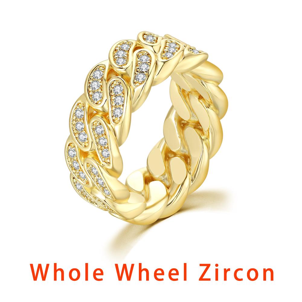 Anello Link Cubano per Donna Hiphop Anelli da Uomo Zircone Colore Oro Accessori per Dita Moda Gioielli Hippie Vendita all'Ingrosso OHR021