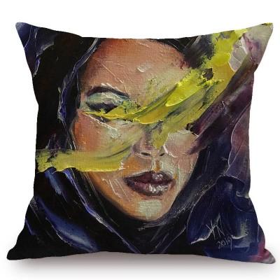 Elegant Aestheticism Black African Girl Woman Abstract Oil Painting Home Decoration Art Sofa Pillow Case Linen Car Cushion Cover