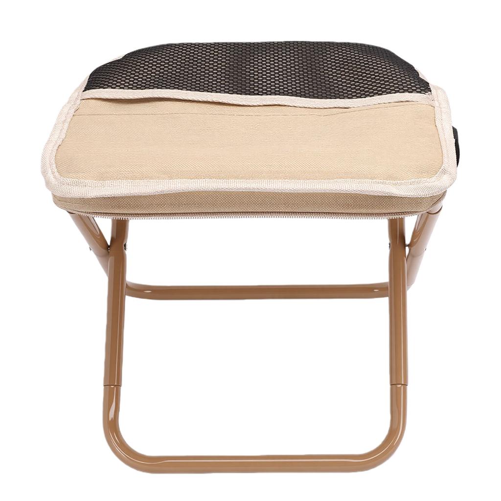 Small Portable Stool Oxford Cloth Steel Handbag Style Pocket Foldable Stool for Camping Travel Fishing Hiking Khaki